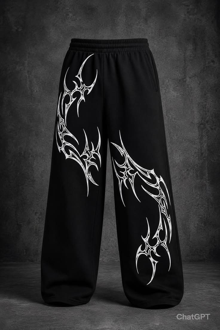 Tribal graphic joggers — front view
